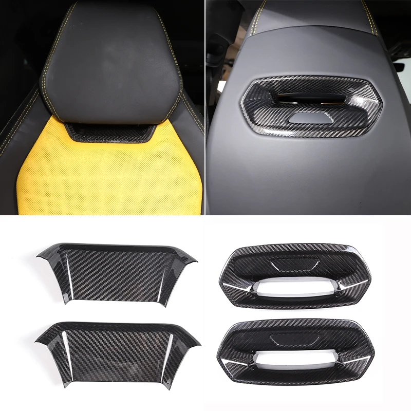 For Lamborghini URUS 2018 2019 2020 2021 Real Carbon Fiber Car Front Seat Headrest Decorative Cover Protection Auto Accessories