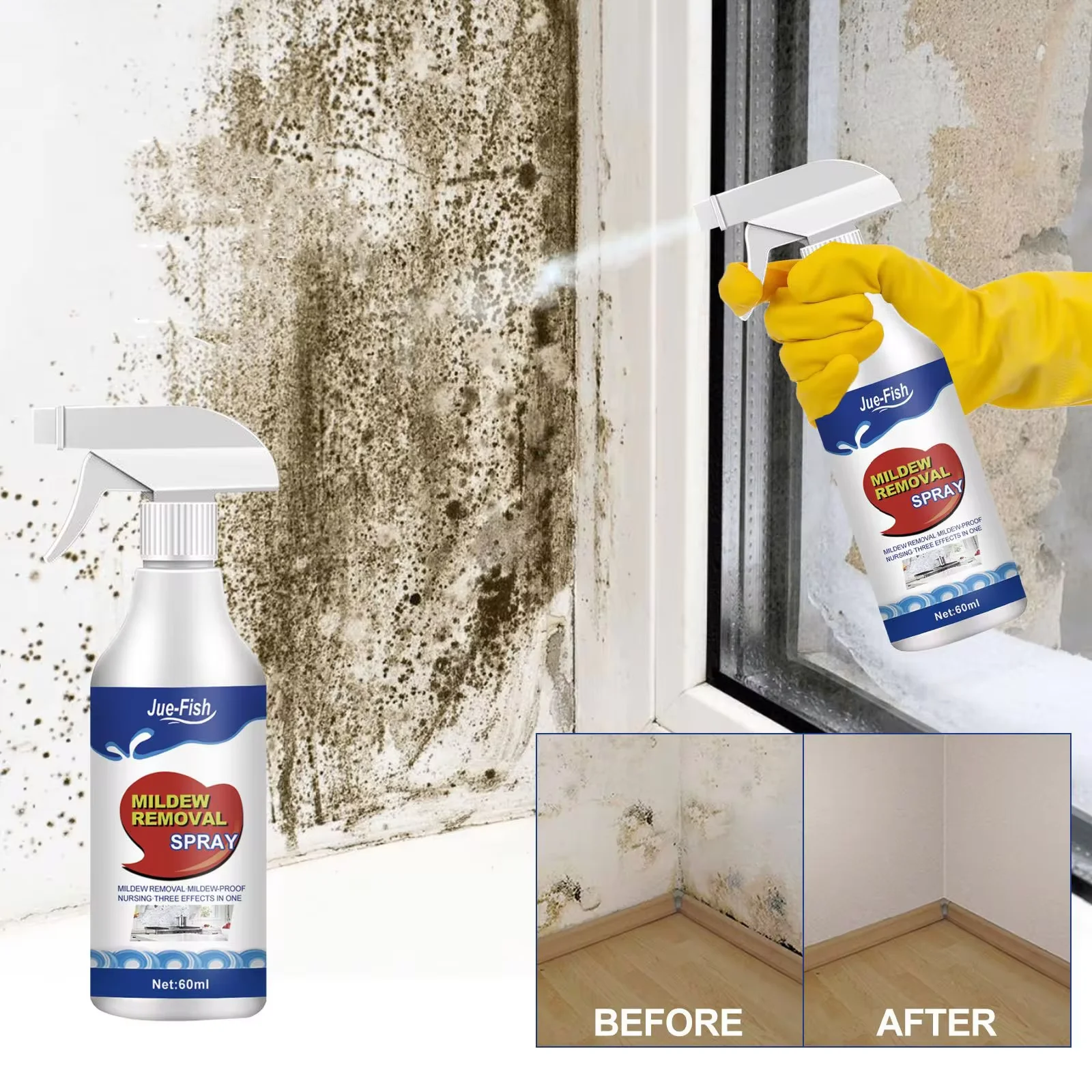 Mold Remover Spray Prevent Fungus Furniture Tile Wall Stains Removal Sink Descale Antibacterial Bathroom Mildew Cleaning Agent