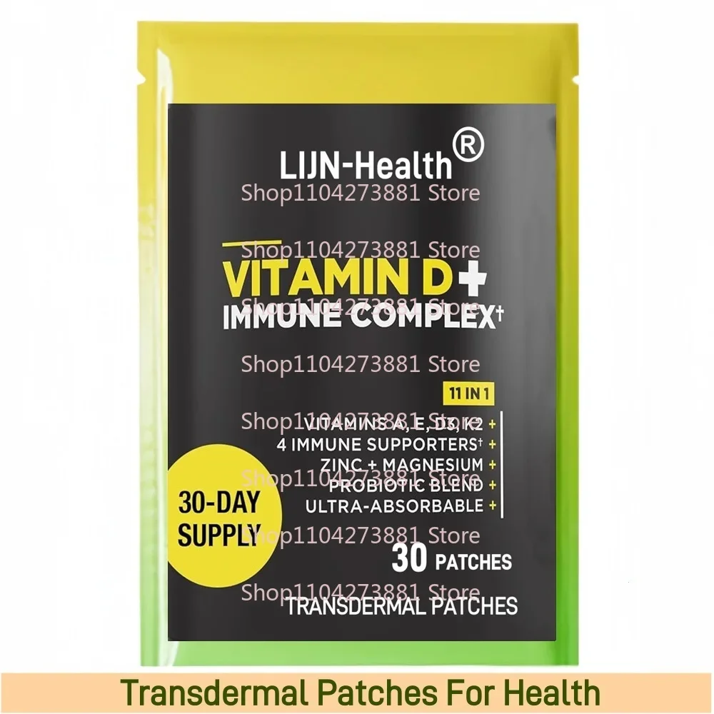 30 Patches Vitamin D3 K2 Transdermal Patches 9-in-1 for Immune Support with Vitamins D, A, E, K2, Zinc, Magnesium