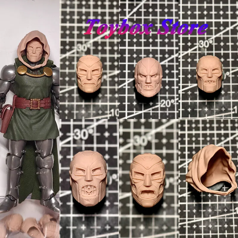 

1/12 Non-detachable Mask Doctor Doom Unpainted Man Soldier Head Sculpt Action Figure Toys Accessory For 6" Ml Mafex 7" Mcfarlane