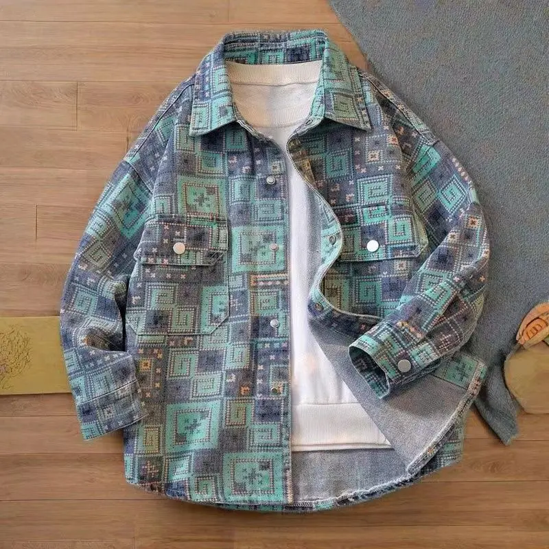 【2025 New】Boys Autumn Denim Jacket Casual Streetwear Top for Toddler To Teen Boys, Stylish & Trendy Autumn/Winter Layering Shirt