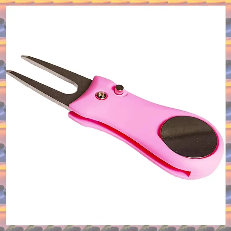 

ABML Pink Golf Turf Tool With Magnetic Golf Ball Markers, Pitchfork Repair Tool Markers Durable Easy Install Easy To Use