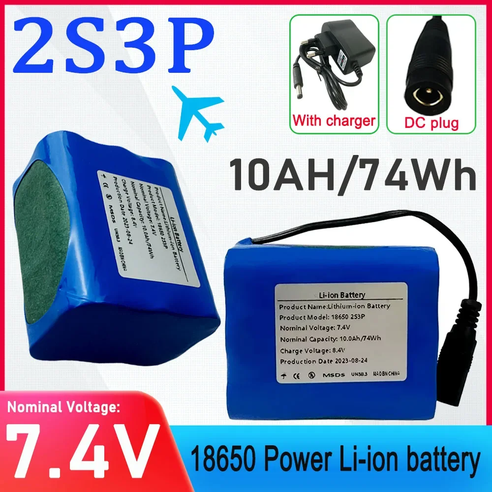 

18650 7.4V 2S3P 10Ah Emergency DIY Lithium Battery Pack Suitable For Fishing LED Lights, Bluetooth Speakers+charger