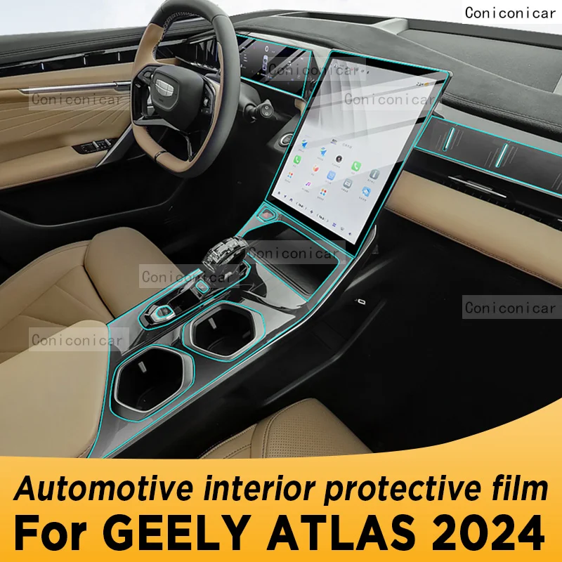 For GEELY Atlas 2024 Gearbox Panel Navigation Automotive Interior Screen TPU Protective Film Cover Anti-Scratch Accessories