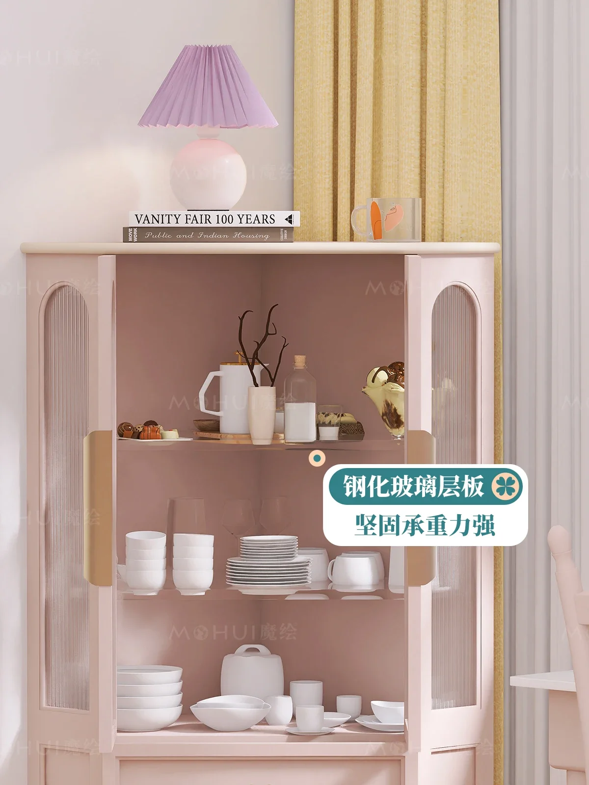Casier de rangement d'angle magique, Dopamine Taro violet, porte en verre, armoire latérale, coin triangulaire, armoire debout