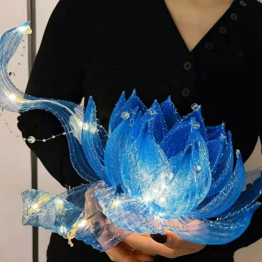 Ancient Style Handheld Lotus Lantern DIY Craft Kit Handmade Glowing Floating Lotus Light Luminous LED Light