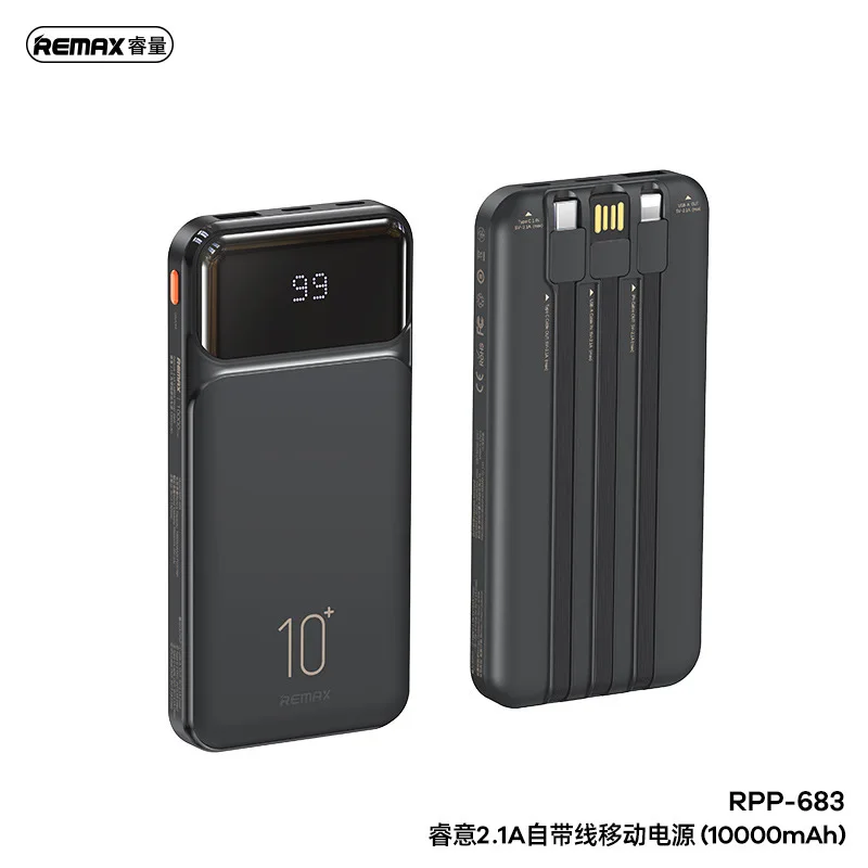 

20000mAh 10000mAh Power Bank Built-in Cable Phone External Battery Powerbank Charger for Xiaomi Poco iPhone Samsung iPad