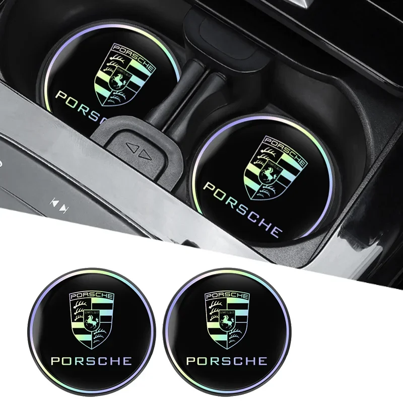 Porsche Car Laser Coasters Cup Slot Mat Beverage Holder Pad For Cayenne Panamera Macan Boxster 911 Carrera-GT 928 Car Interior