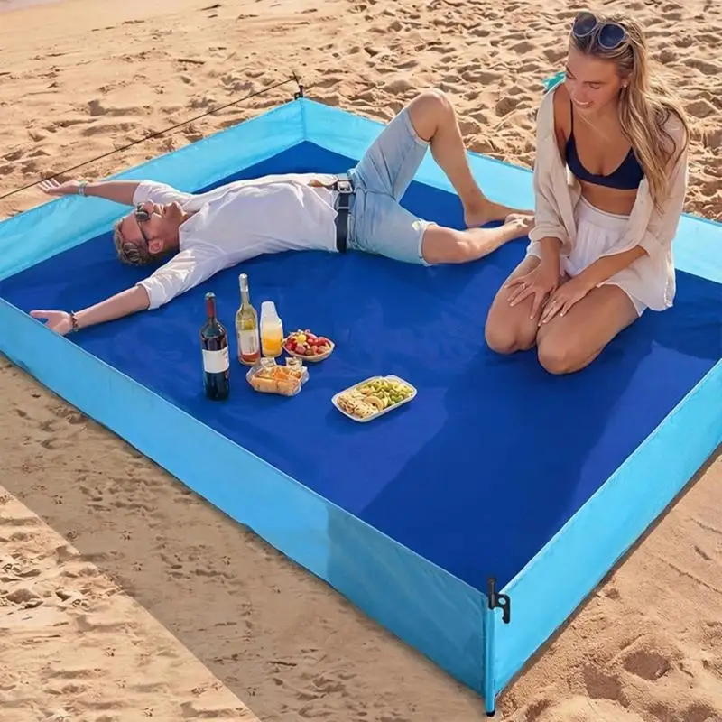 

Large Foldable Beach Mat With High Side fringes For Clean Zone Easy To Clean And Carry A2UB