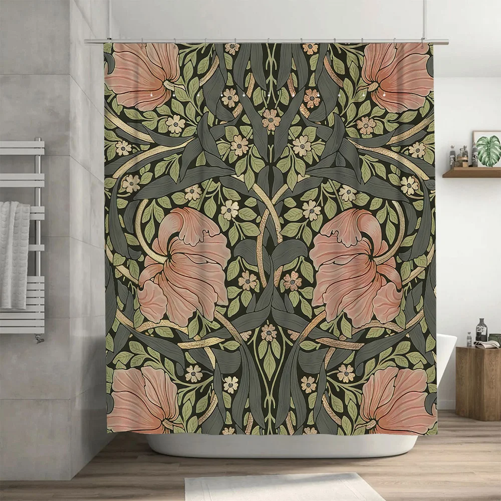 Vintage bloemen douchegordijn Boheemse decor badkameraccessoires set