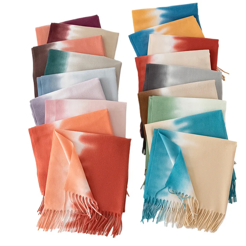 

Fashion Shawl Cashmere Soft Scarf New Gradient Scarfs Pashmina Winter New Keep Warm Shawl Wraps Bufanda Tassel Travel Blanket