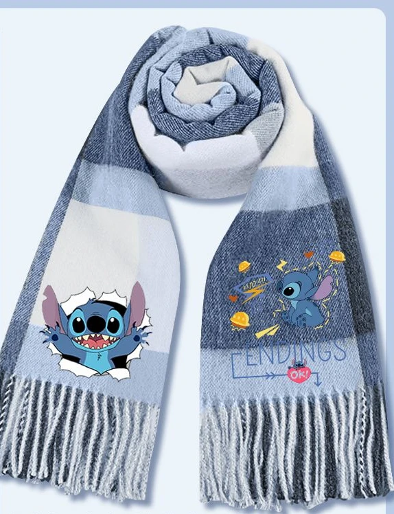 2024 New Disney Stitch Cartoon Scarf for Autumn and Winter Warmth Stitch Comfortable Warm Neck Thickened Couple Valentine Gifts