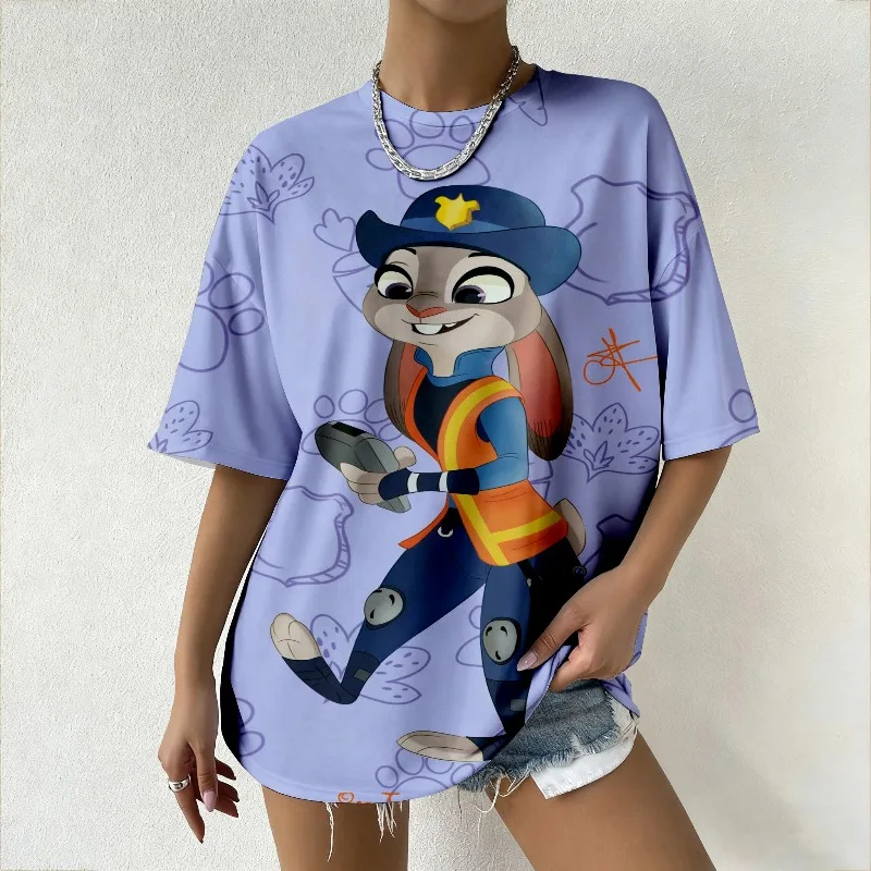 

Women's Brand Y2K Oversized T-Shirt with Zootopia Judy Hopps Print Summer Fashion Top for Streetwear Casual & Daily Outfits