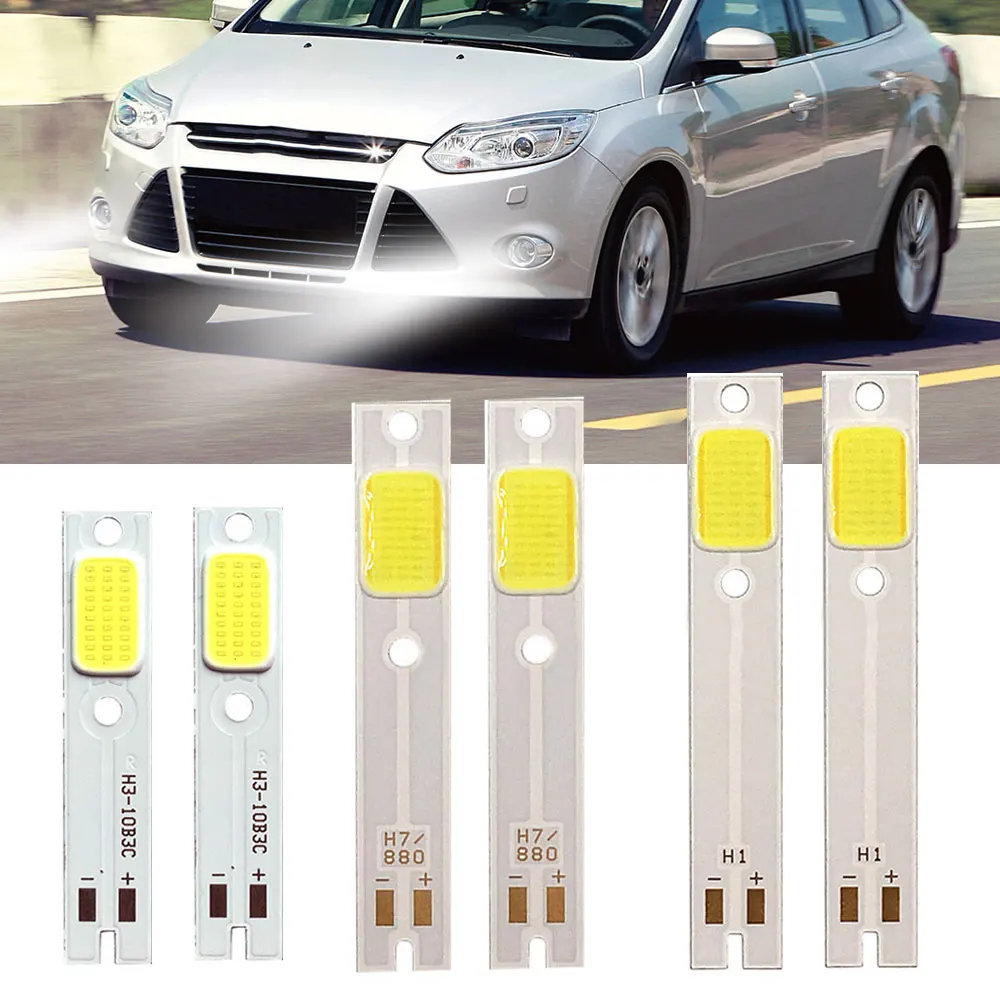 2pcs Universal COB Chips C6 Car LED Light H1 H7 H3 Car Headlight Bulbs Car Headlamp Light Source Chip Auto Lights Accessories