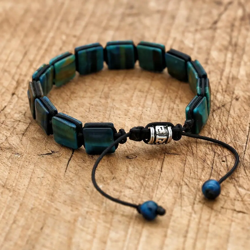 10mm Square Tiger Eye Stone Beads Braided Bracelet Bohemia Punk Friendship Charm Bracelet Bangle Man Women Jewelry