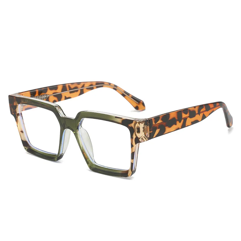 56604, klassische, hochwertige, quadratische optische Brillengestelle für Herren und Damen, modische Brillengestelle mit Leopardenmuster