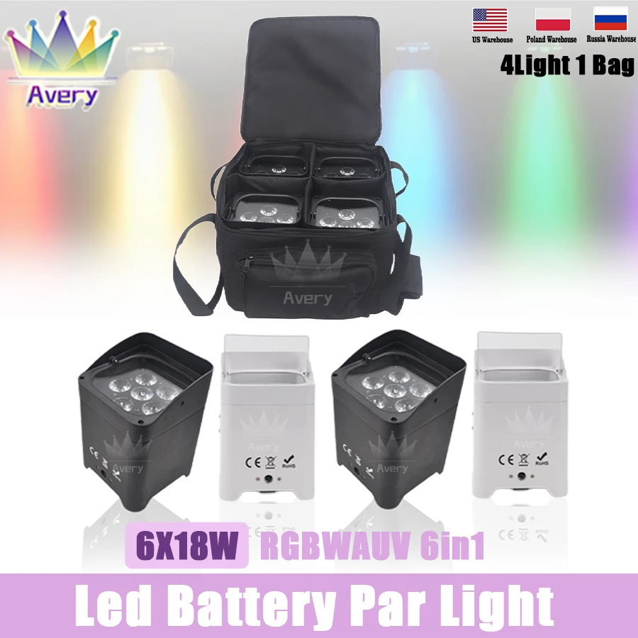 

No Tax 1x bag For Sailwin 0 DUTY Stage Light 6X18W RGBAW UV Battery Powered PAR DMX512 Smart DJ LED UPLIGHT WIFI Stage