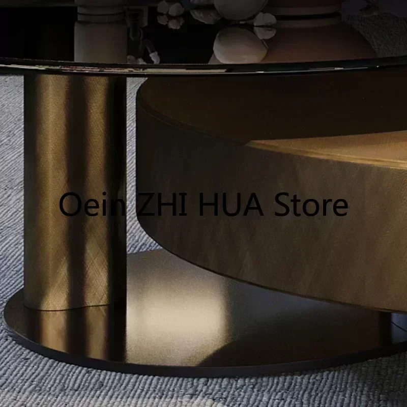 Round Tavolini Soggiorno Hotel Living Room Design Modern Glass Coffee Tables Tea Luxury Mesa Posta Nordic Furniture QF50CT