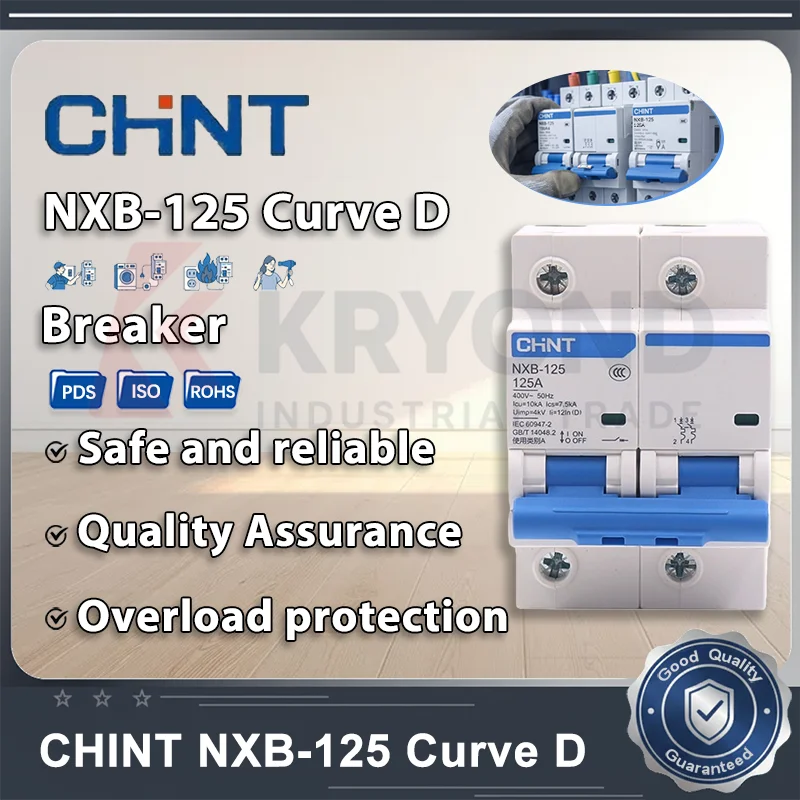 CHINT NXB-125 D Curve Circuit Breaker 80A 100A 125A 1P 2P 3P 4P for Household Distribution Board Overload Short Protection Rated