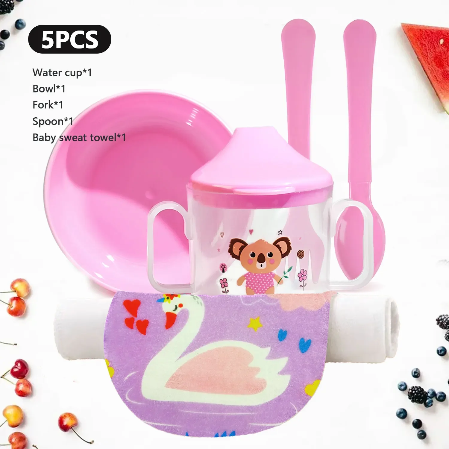 

5/4 шт. набор детской посуды, детские чашки в виде утконоса, миски, ложки и вилки, защита от падения, пищевая добавка, безопасность для кормления.