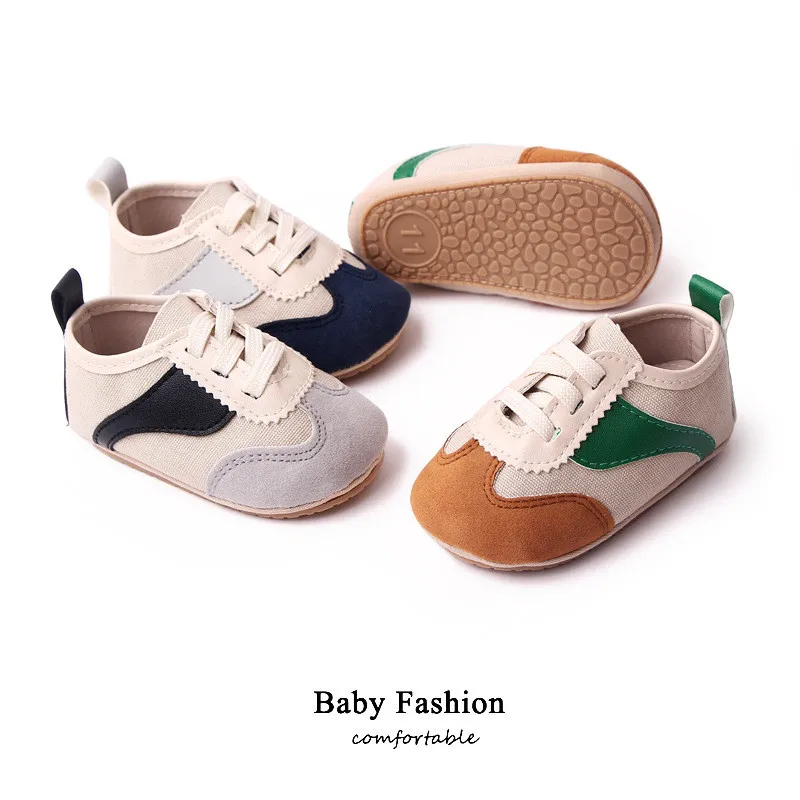 2023 New Baby Shoes Soft Rubber Sole Toddler Boys Girls Casual Shoes Sneakers Fashion Lace-up British Baby Shoes