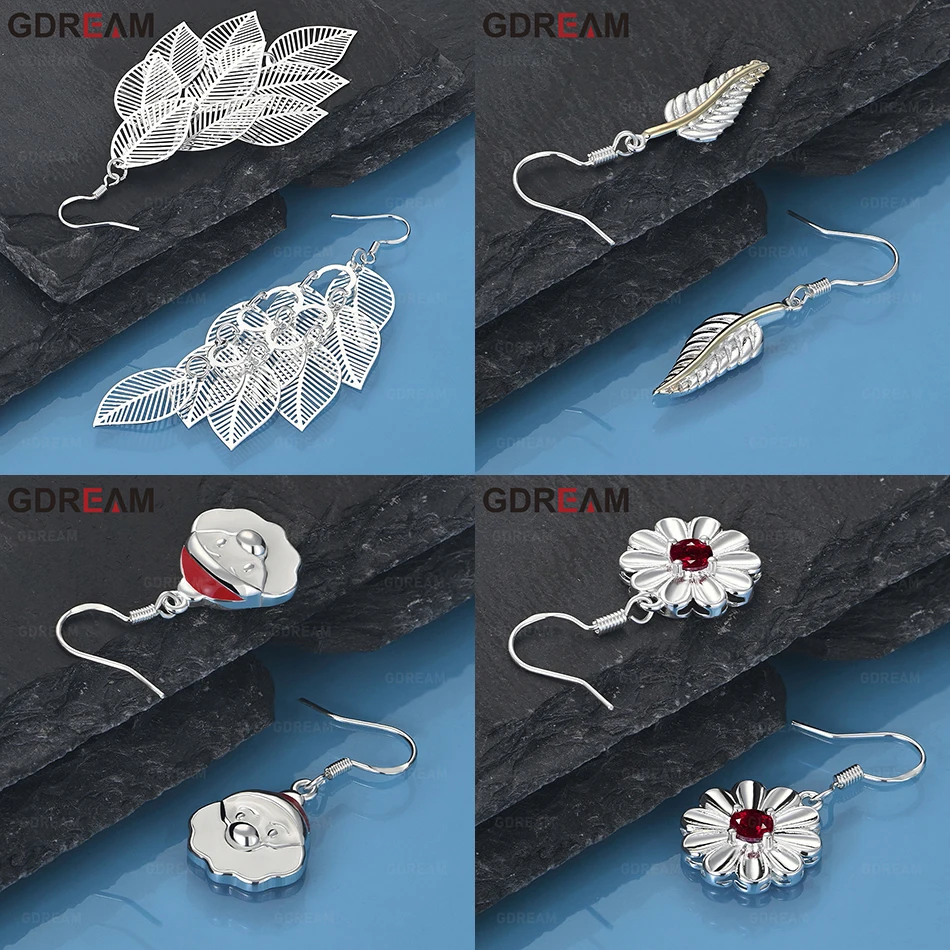 

GDREAM 925 Sterling Silver Color Separation Feather Earrings Simple Temperament Women'S Birthday Gift Jewelry