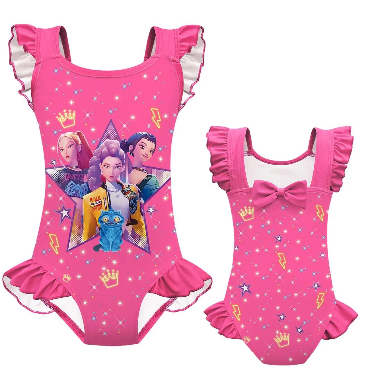 Kpop Swimsuit for Girls k-pop One Piece Swimsuits Toddler Girls Bathing Suit Set
