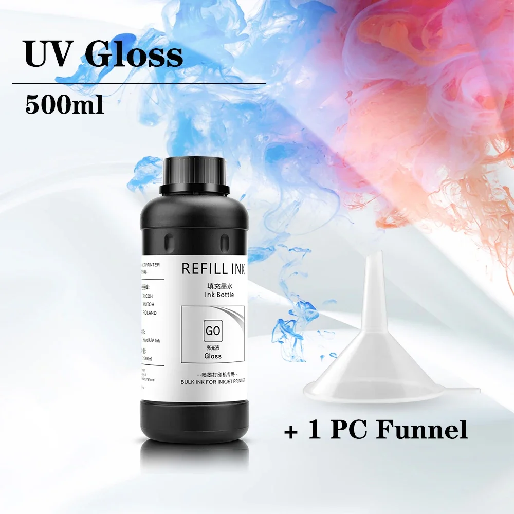 500ml UV Varnish Ink Gloss Soft or Hard For Epson 1390 1400 1410 1430 L800 L805 L1800 R290 R300 R1800 DX5 DX6 DX4 DX7 Printhead