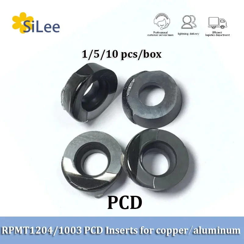 1/5/10PCS RPMT1204 RPMT1003 PCD CNC Face Miling Inserts Mill Cutter Insert for Cast Iron High Hardness Process Copper Aluminum