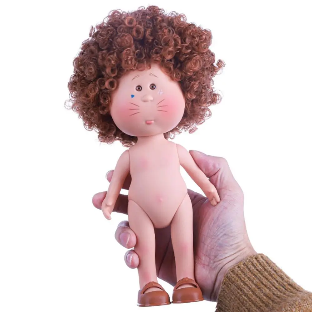 

Girls Toy Curly Hair 24cm Bean Eye Vinyl Doll Dress Up Movable Mia Potato Dolls Dark Skin 24cm Action Figure Body DIY Toys