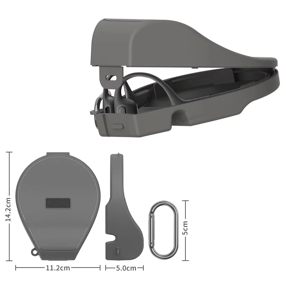 

Headphone Storage Case for SHOKZ Run Pro 2 Standard/Mini/Swim Pro Cover with Hook Dust-proof and Shock-resistant Gray