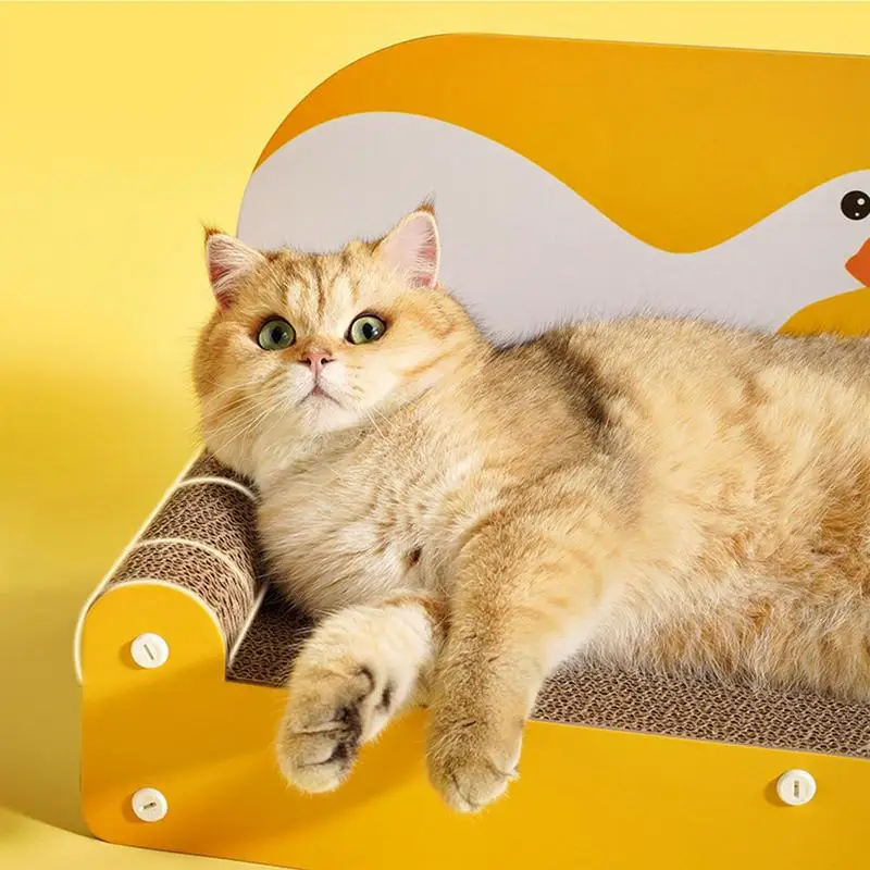 Cat Little Yellow Duck Scratching Pad Durable Corrugated Cardboard Bed Scratch Pad Nest Furniture Protect Kitten Training Toy