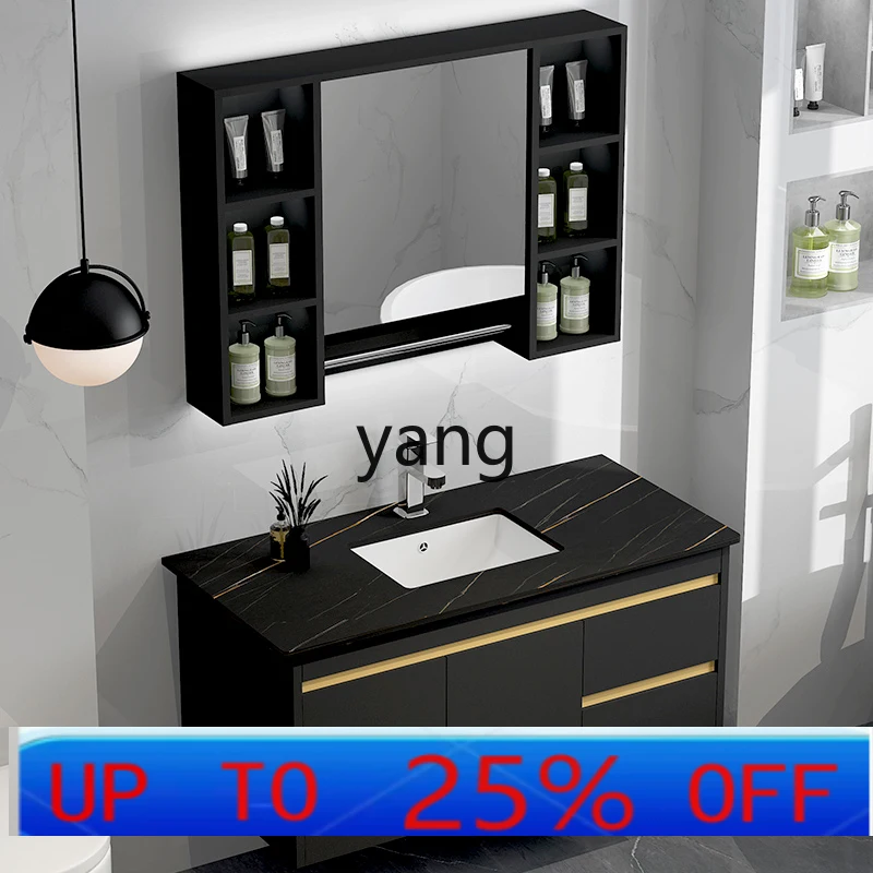CX  modern simple bathroom cabinet light luxury solid wood bathroom washstand rock slab washbasin