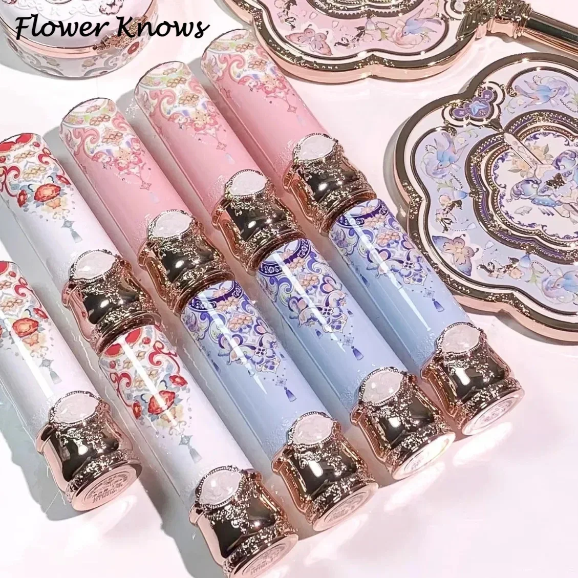 Flower Knows Butterfly Cloud Collar Collection Mirror Water Lipstick Lght Film-forming Non stick Cup Solid Lip Gloss Makeup