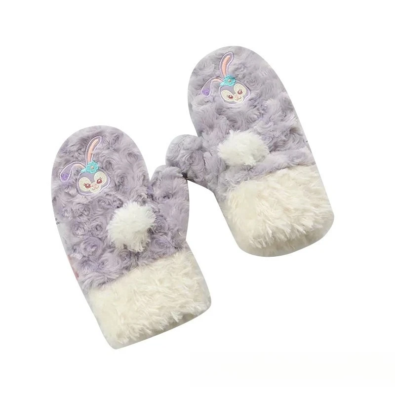 منتج ديزني الجديد دافي بير شيرلي مي شينغ ديلو أرنب قطيفة للخريف والشتاء قفازات دافئة لطيفة للفتيات