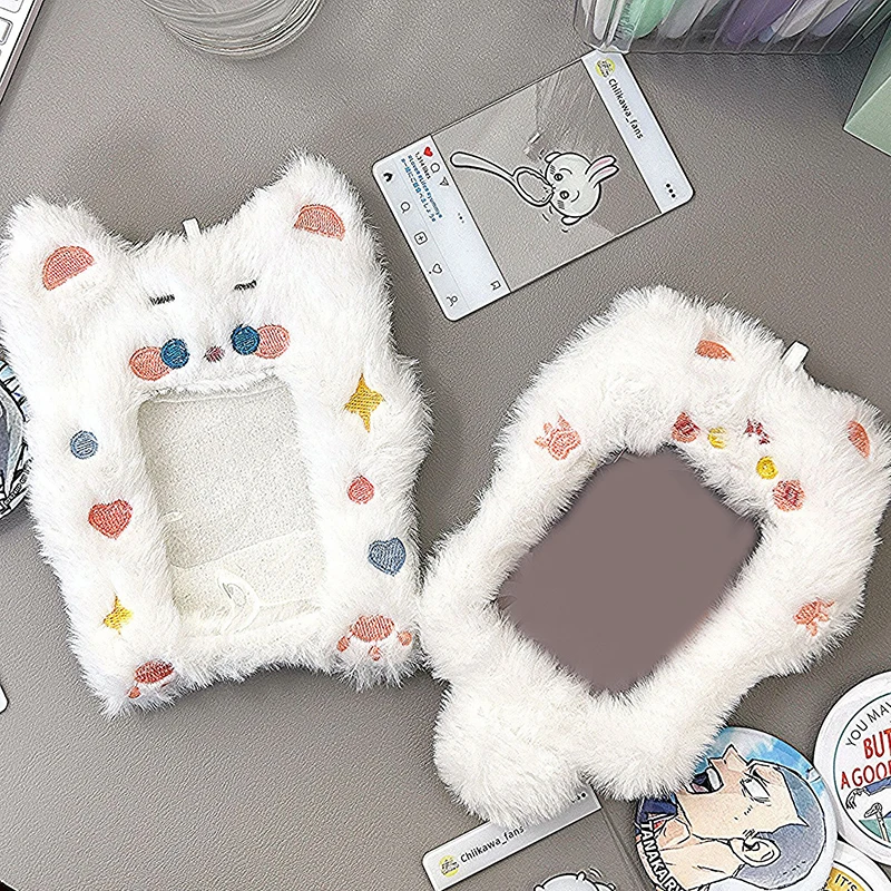 

1PC Bus Door Cards Sleeve Identity Badges Protective Cover Cute Star Plush Cat Photocard Case ID Photo Card Holder For Students