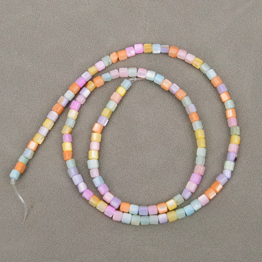 5 Strands Tiny 3mm Natural Mix Color Sea Shell Freedom Cylinder Gems Stone Loose Beads 15'' Strands Jewelry Making DIY