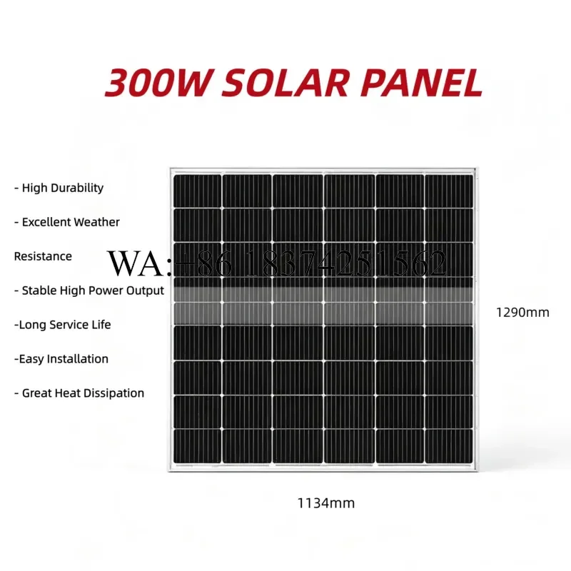 Wmwmnu 300W Rigid Solar Panel Kit 12V 24V Monocrystalline PV Module for RV Marine Off Grid Home Power System with Controller