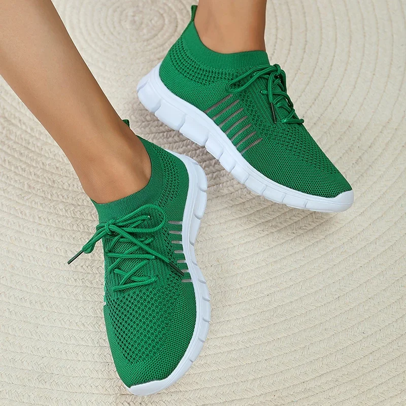 Mesh Breathable Soft Sole Sneakers Women Lightweight Non-Slip Running Walking Shoes Woman 2024 Spring Casual Lace Up Flats Shoes image 5