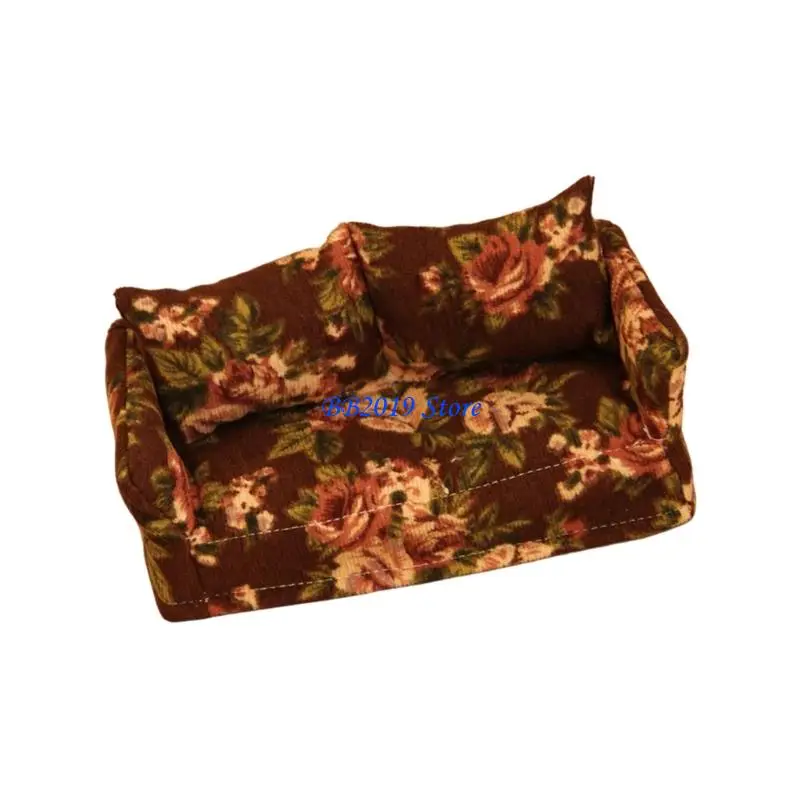 sofá en miniatura Q0KB, juguete para decoración casa muñecas 1/12, sofá con asiento amor para