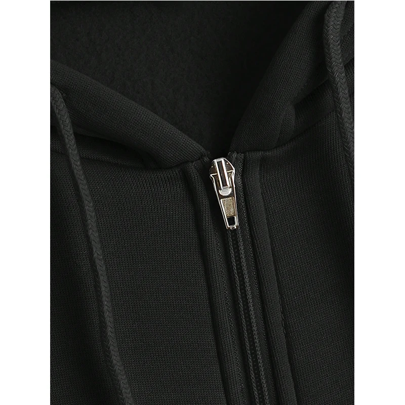 Unisex Larg Sleeve Zip Up Hoodies Damen Regular Solid Color Black Zipper Sweatshirts Autunm Winter Hoody Streetwear Kleidung