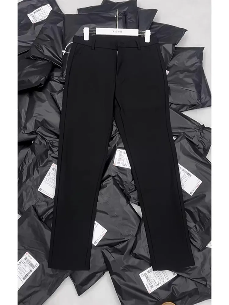 Pantalones de Hombre Bla Milk Silk de Pierna Recta, Primavera, Sensación de Alta Gama, Frescos, CleanFit, Slim Fit, Casuales, de Ocio