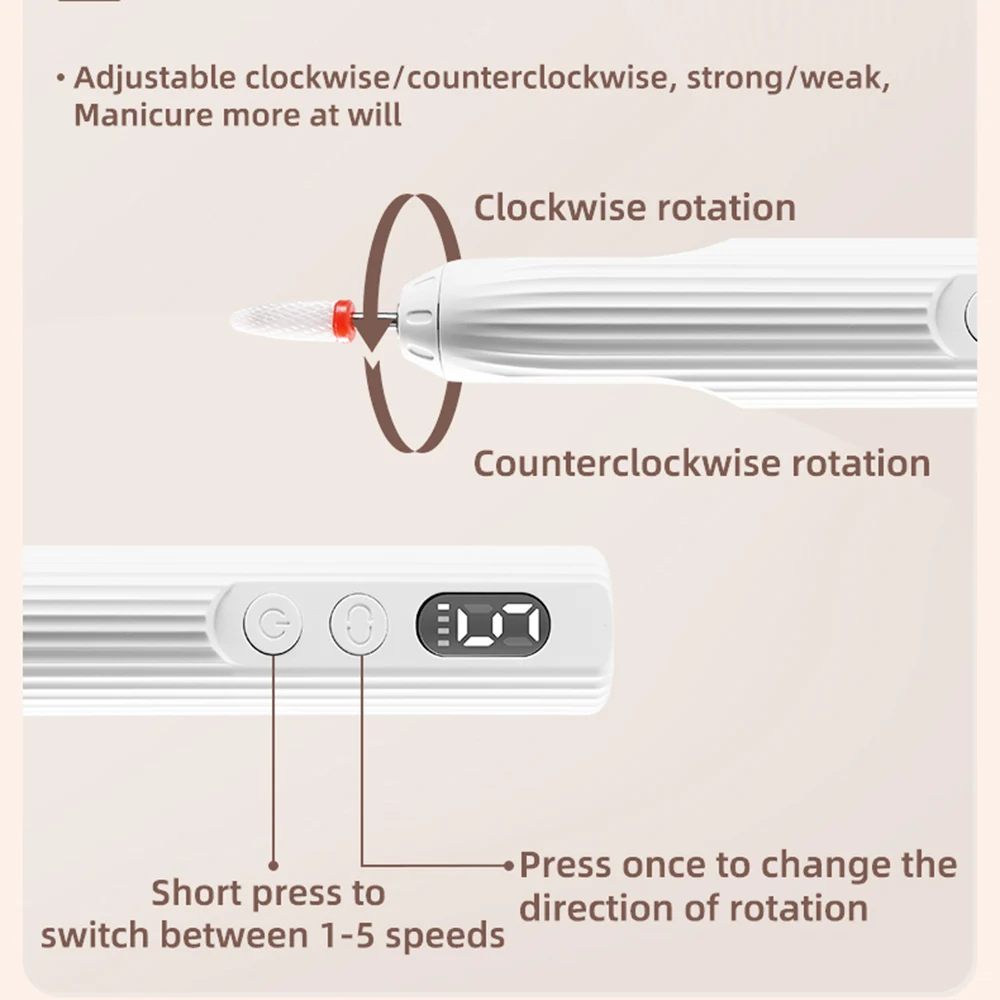 BNG Electric Nail Drill File with UV Lamp Professional Cordless Nail Drill Machine for Acrylic Nails Polishing