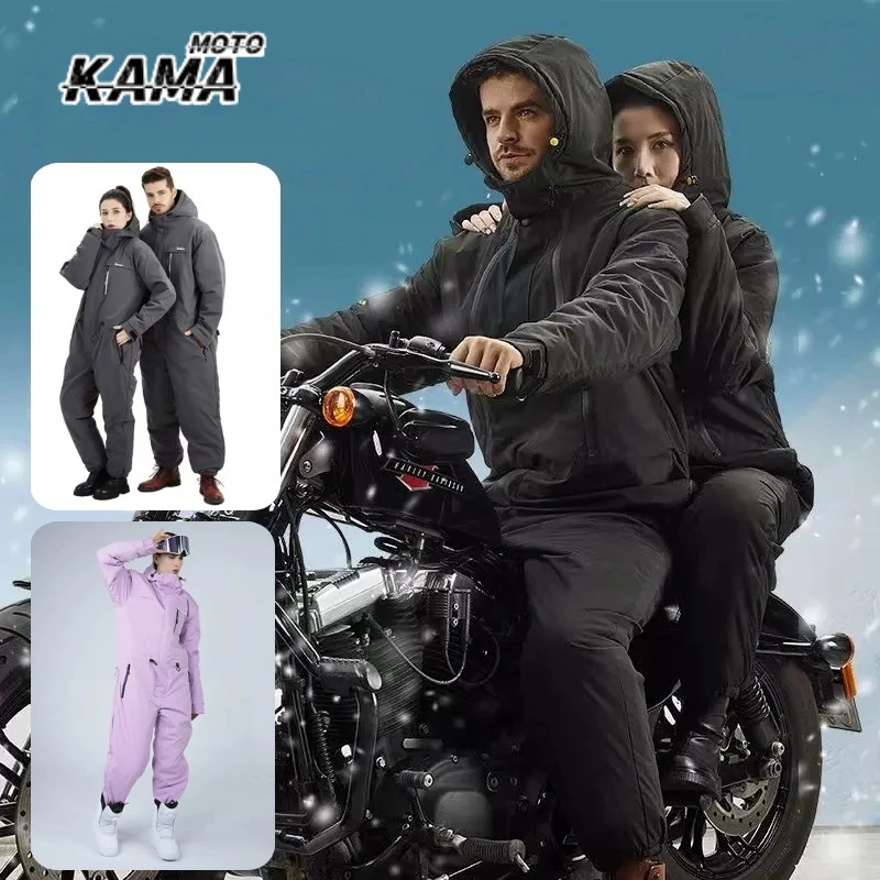 Electric Bike Windproof Winter Velvet Thickened Windproof Motorcycle Riding Suit Outdoor Sports Skiing Suit Fishing Suit