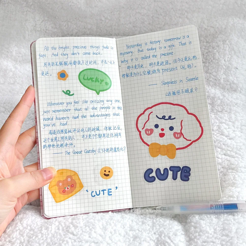 1pc Mini Notebook Weeks Pocket Notepad Journal Cute Note Books for Girls 9cm*18.5cm retro design 4mm Square Inner Page