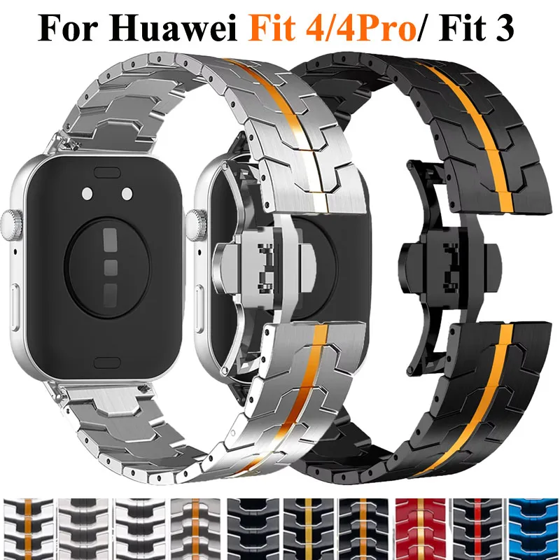 Edelstahlarmband für Huawei Watch Fit 3/Fit 4, Metallband, luxuriöses Ersatzarmband für Huawei Fit 4 Pro Correa