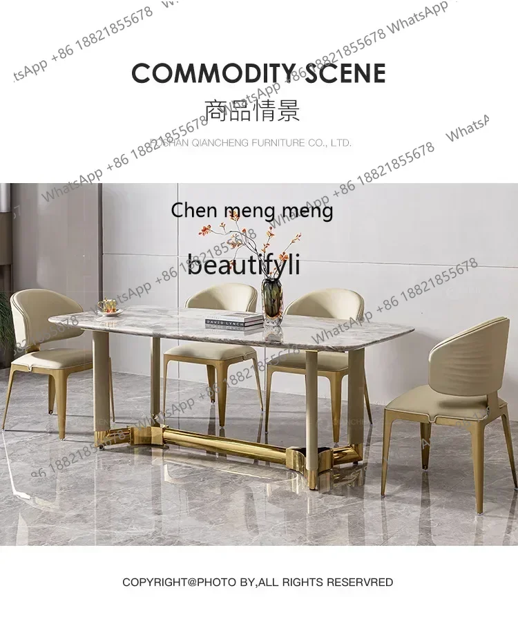

XZLight luxury natural marble dining table Household 10 person long table Designer dining table and chairs