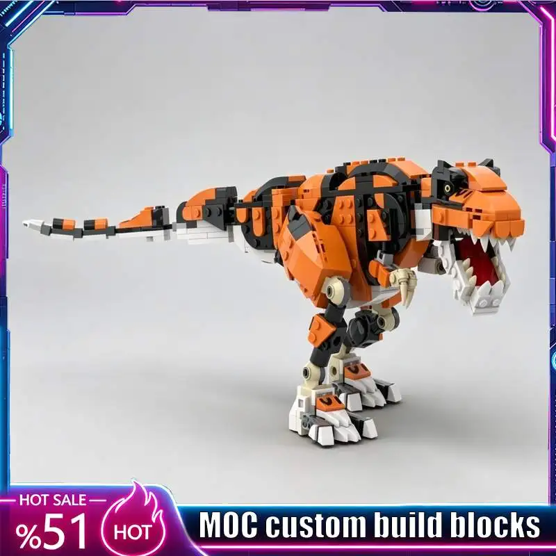 602PCS Prehistoric Dinosaur Tyrannosaurus Rex Gen Model Custom Building Blocks DIY Educational Assembly Birthday Christmas Gift