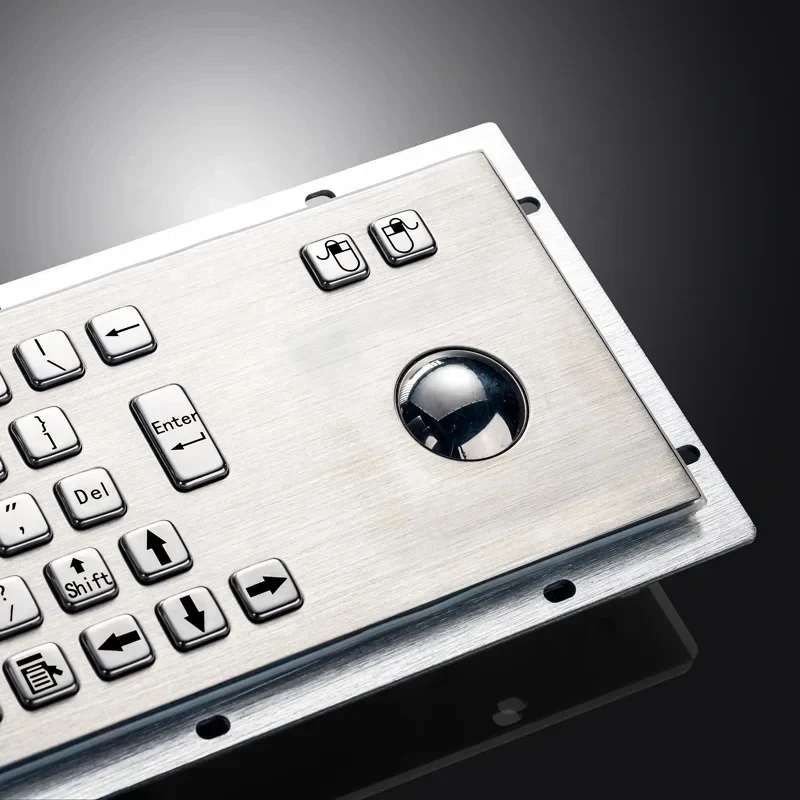 2026 Hot IP65 Red Waterproof Metal Stainless Steel Industrial Keyboard With Trackball Mouse Keypad For Kiosk CNC Mill