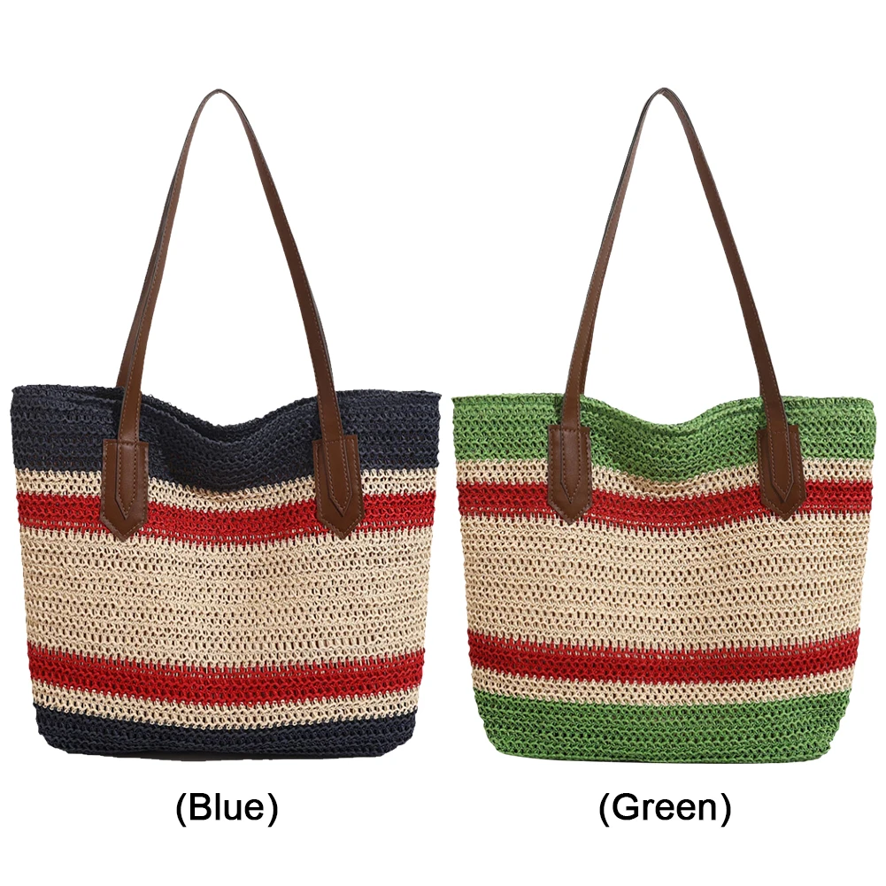 Straw Shoulder Bag for Women Large Capacity Summer Beach Bag Woven Hobo Bag Crossbody Bag for Travel Holiday Shopping